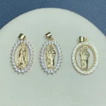 Our Lady of Guadalupe Virgin San Jude Pendants Plated Gold Rhinestone Charms for Jewelry Making Religion Necklace Bracelets