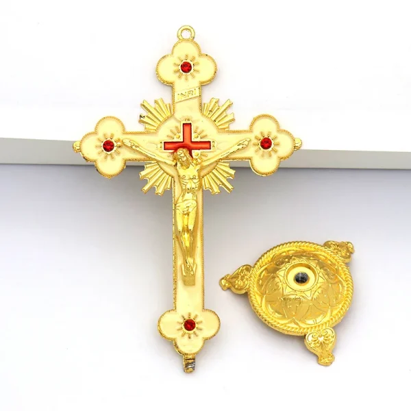 Catholic Christian Cross Ornament Metal Crafts Religious Projects Jesus Statue and Bracket Church Decoration Wholesales