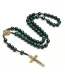 Mecrt Plastic Beads Rosary 10mm Green Beads Handcrafted Rosario Zinc Alloy Catholic Antique Cross Pendant Necklace