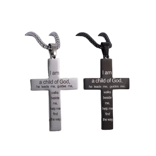 Stainless Steel Personalized Crosses Engraved Pendants Gold Plated Christ Pendant Wholesale