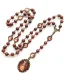 Catholic Religious Red Glass Pearl Rosary Beads Catholic Rosary Necklace With Oval Glasses Photo Pendant