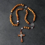 Mecrt Catholic Rosary Beads Vintage Natural Olive Wood Cross 10mm Rosaries Religious Handmade Pendant Jesus Crucifix Wholesale - Image 2