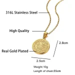 St. Benedict Stainless Steel Beaded Cross Design Coin Necklace Religious Catholic Jewelry Gift - Image 5