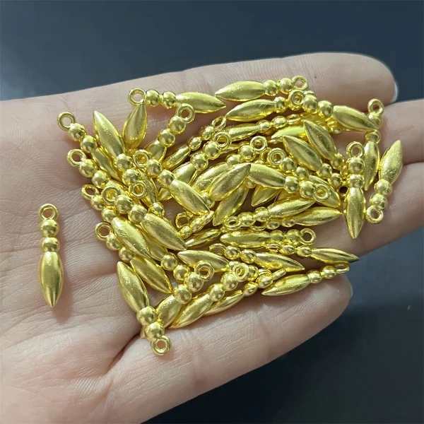 Alloy Electroplated Imitation Gold Silver Plant Pattern Tassel Pendant Earrings Hanging Ornaments Jewelry Bracelet Beads