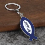 Wholesale Retail Creative Cartoon Metal Carabiner Keychain Accessories Jesus Fish Pendant Catholic Keychain Gift - Image 4