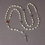 Mecrt Catholic Crucifix Luminous Cross Rosary Necklace Holy Soil Jerusalem Curved Needle Box Packaging for Gift Giving Jewelry