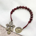 Catholic Religious 10mm Wooden Beads Pocket Rosary Fashion Charm Bracelets - Image 2
