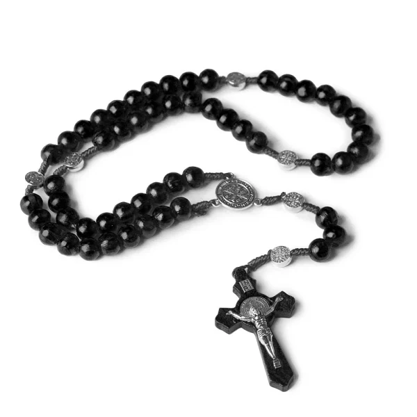 Catholic Rosary Beads Vintage Rosary Cross Wood 3Colors 10mm Religious Handmade Pendant Jesus Gifts Wholesale