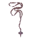 Mecrt Catholic Rosary Cross Pendant 6*7mm Brown Necklace Handmade Prayer Wooden Beaded Cross Necklaces for Women & Men Gift - Image 3