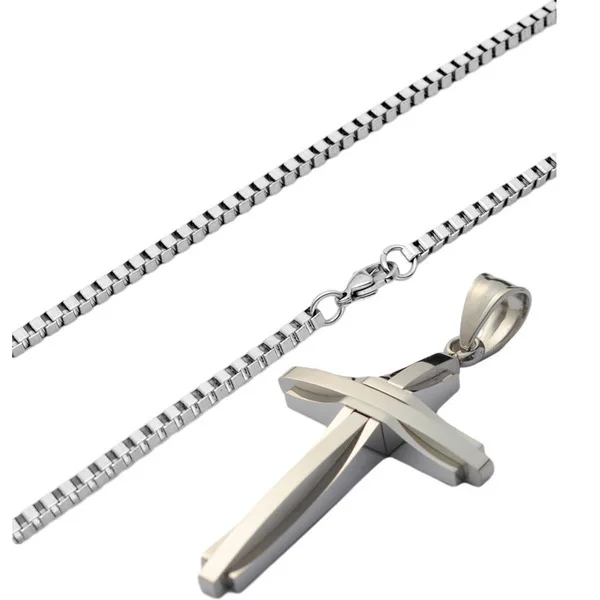 Cross Titanium Steel Multi-Layer Large Necklace for Men Versatile Fashion Chains Hip-hop Style Stainless Steel