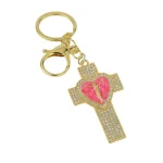 Direct Supply Personalized Cross Heart Diamond-Studded Keychain Pendant Carrying Diamond Cross Love - Image 5
