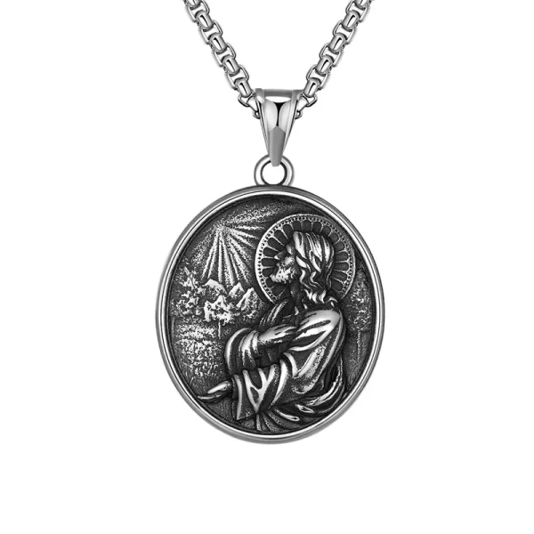 Mecrt St. Francis of Assisi Gothic Necklace for Men Our Lady Jesus Pendant with Bead Chain Necklaces Wholesale
