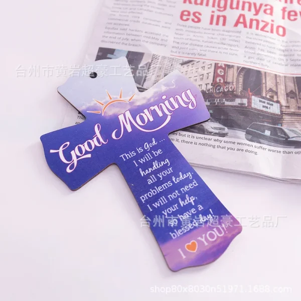 Mecrt Creative Easter DIY Pendant New Home Decoration Wooden Cross Crafts Religious Style with Main Material Jewelry