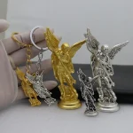 Vintage Metal Craft Keychain Ornament Pendant Michael Angel Figurine with Engraved Carving Home Decoration Source