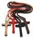 Mecrt Wooden Beaded Necklaces Religious Catholic Wood Bead Rosary Crucifix Cross Pendant Necklace for Men Easter Baptism