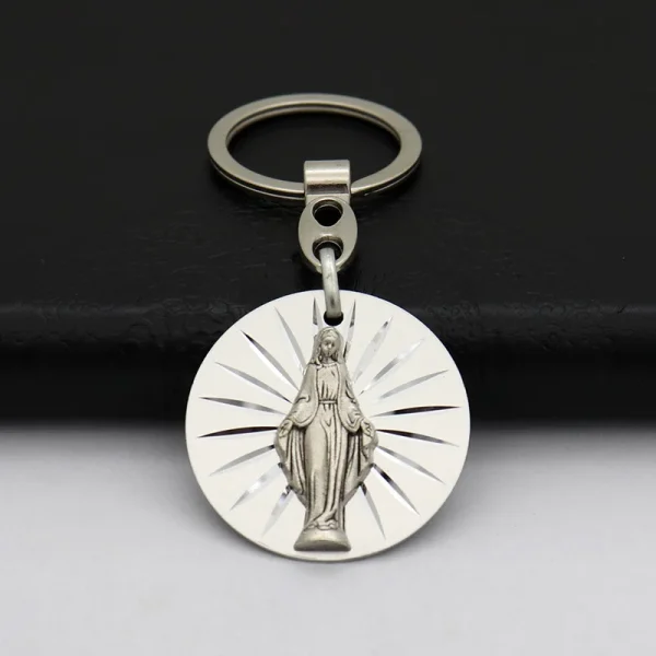 Catholic Virgin Mary Jesus Creative Jewelry Pendant Bag Keychain Zinc Alloy 3.7cm*3.7cm 4g Car Keychains