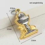 Mecrt Religious Catholic Chalice Patterned Keychain JHS Gift Cup Metal Charm Ornament Pendant Holder for Gift - Image 3