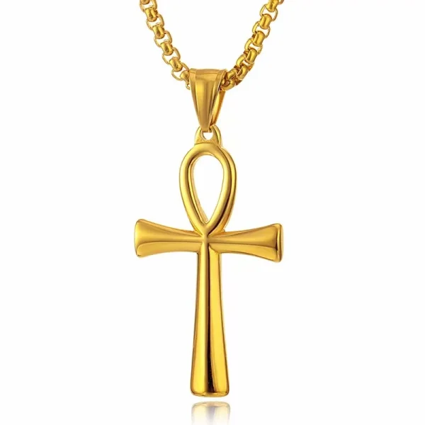 Catholicism Religious Jewelry Gold Plated Stainless Steel Cross Necklace Gold Plated for Gifts
