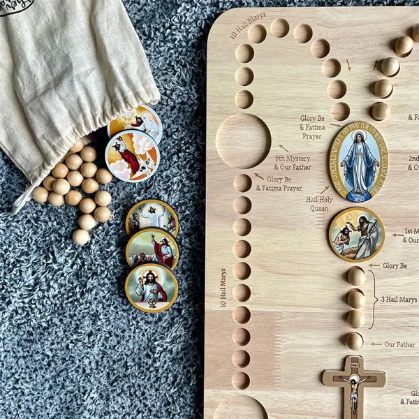 Wooden Rosary Board Children’s Fun Toys Early Enlightenment Education Holy Father Holy Mother Catholic Church Gift
