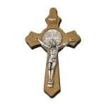 Catholic Crucifix Alloy Inri Jesus Cross with Wooden Cross Religious DIY Rosary Jewelry Accessories for Children Wholesale