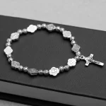 Customized Catholic Cross Rosary Bracelet Jesus Icon Bracelet, and St. Benedict Rosary Jewelry - Image 3