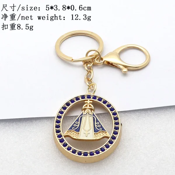 Vintage European American Religious Imitation Enamel Keychain Pendant New Cross-Border Metal Crafts Durable Stylish Acce