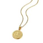 St. Benedict Stainless Steel Beaded Cross Design Coin Necklace Religious Catholic Jewelry Gift - Image 6