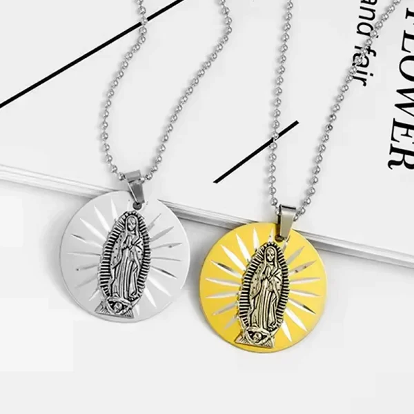 Catholic Jesus Pendant Metallic Fashion Personality Necklace Accessories Laser Craft Jewelry Necklace Pendant