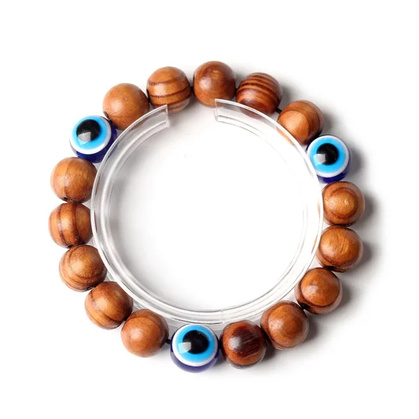 Evil Eyes Bracelets Devil Blue Eye Medusa’s Eye Wood Beads Hand String Protection Good Luck Amulet Turkish Bracele