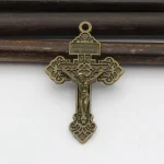 Mecrt 5.5*3.5cm Antique Silver Zinc Alloy Metal Catholic Jesus Crucifix Cross Pendant