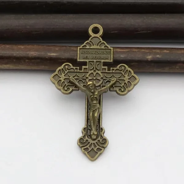 Mecrt 5.5*3.5cm Antique Silver Zinc Alloy Metal Catholic Jesus Crucifix Cross Pendant
