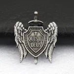 Christian Gothic QUIS UT DEUS Pendant Vintage Archangel Michael Shield Badge Decorative Jewelry Accessories Wholesale