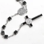 Catholic Rosary Necklace Cross Pendant Prayer Counting Prayers As They Say Them Black Hematite Rosaries 8mm Beads Jewelry Gift - Image 4