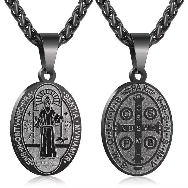 Retro St. Benedict Pendant Vintage Style Stainless Steel Father Benedict Exorcist Men’s Necklace Jewelry