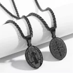 Retro St. Benedict Pendant Vintage Style Stainless Steel Father Benedict Exorcist Men's Necklace Jewelry - Image 4