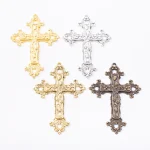Mecrt Catholic Large Cross Gold Tone Christianity Pendants Jewelry Making Supply DIY Crafts