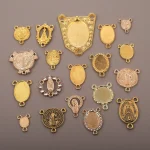 Accessories for Catholic rosary three-hole connector center piece, vintage metal jewelry pendant