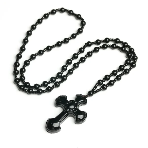 Mecrt Catholic Crucifix Green Necklace Fashionable Glass Cross Pendant Ethnically Styled Christian Jewelry Wholesale