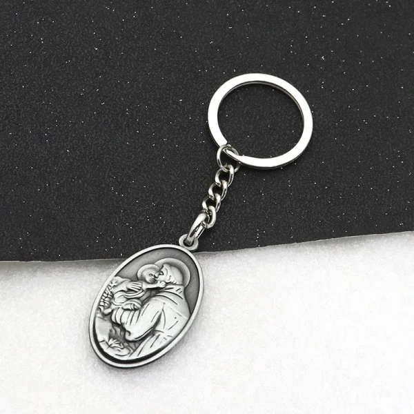 Saint Christopher Key Holder St. Anthony Silver Metal Keyring Protection Traveller Gift Catholic Keychain Religious