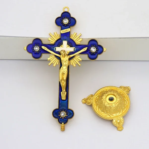 Catholic Christian Cross Ornament Metal Crafts Religious Projects Jesus Statue and Bracket Church Decoration Wholesales