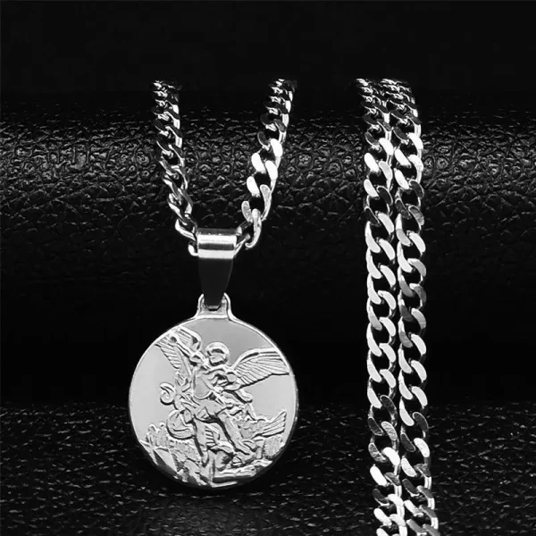 Mecrt Archangel Saint Michael Stainless Steel Chain Necklace Women’s/Men’s Gold Pendant Necklace