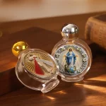 15ml Glass Holy Water Bottle Round Religious Sticker Baptism Decoration Inlaid Design Ornament - Image 3