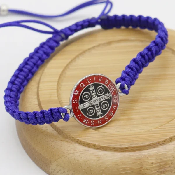 Catholicism Adjustable Woven Bracelet Cross Bracelets Men’s Women’s Saint Benedict Exorcism Medal Bracelet i