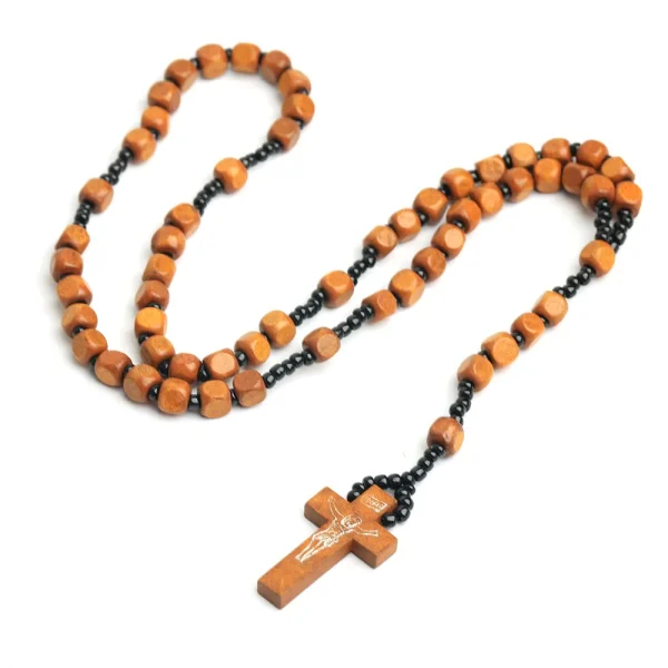 Catholic Rosaries Wholesale Rosary Beads for Men Women Necklace Christian Wooden Cross Religious Accessories Easter Gift