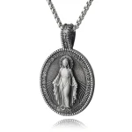 Euro-american Virgin Mary Zinc Alloy Religious Pendant Hip Hop Punk Goth Strand Snake Bone Chain Neutral Color Necklace