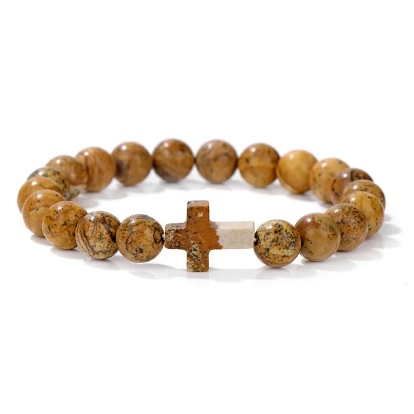 Winter Retro Cross Beads Bracelet Gem Versatile Multi-Color Pearl Beads Religious Style Trendy Gift for Bracelet