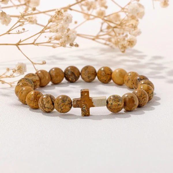 Winter Retro Cross Beads Bracelet Gem Versatile Multi-Color Pearl Beads Religious Style Trendy Gift for Bracelet