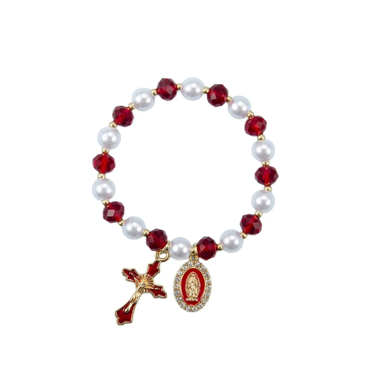 Hot-Selling Saint Benedict Cross Series Pendant Gold-Plated Alloy Beaded Bracelet - Image 5