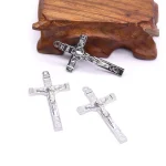 2.3*4.3cm Antique Silver Religious Jerusalem Rosary Necklace Crucifix Cross - Image 3