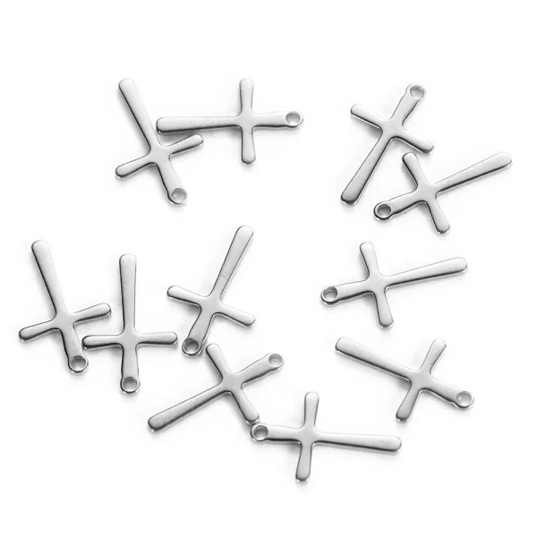 Stainless Steel Mini Size Solid Polished Cross Pendant Religious Cross Charms for Necklace Earring Bracelet Jewelry Maki